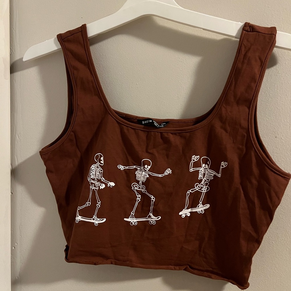 SHEIN skater skeleton crop top- size L